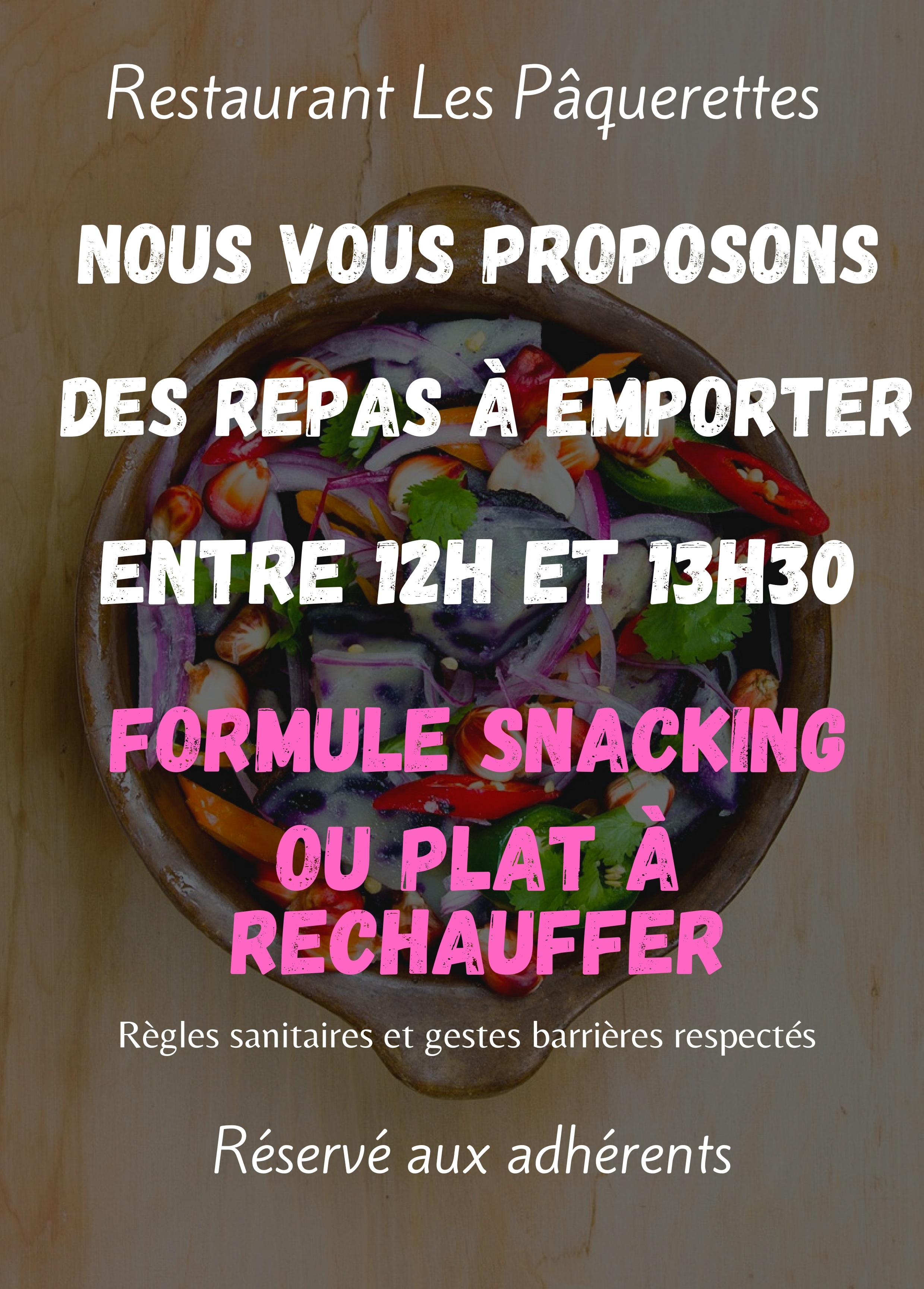 Plats et formule snacking à emporter